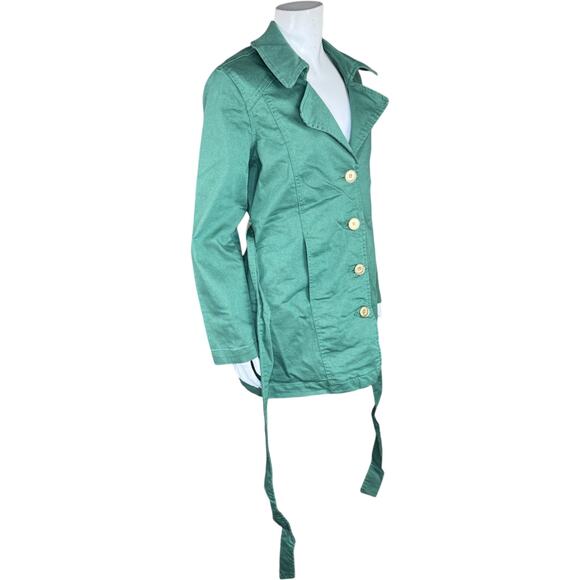 DG2 Diane Gilman Green Trench Jacket XS NWT Belted Cotton Blend 30th Anniversary - Picture 10 of 13
